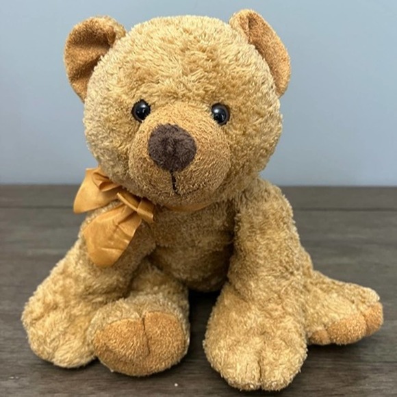 Soft n Cuddly Light Brown Bear with Neck‎ Bow Plush - Picture 1 of 5